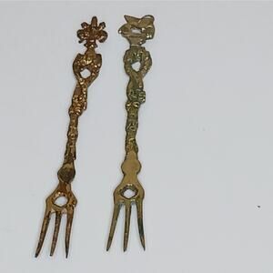 U. Bellini Souvenir Olive Pickle Forks 50's Italy Italian Ornate 5 1/4" Set of 2